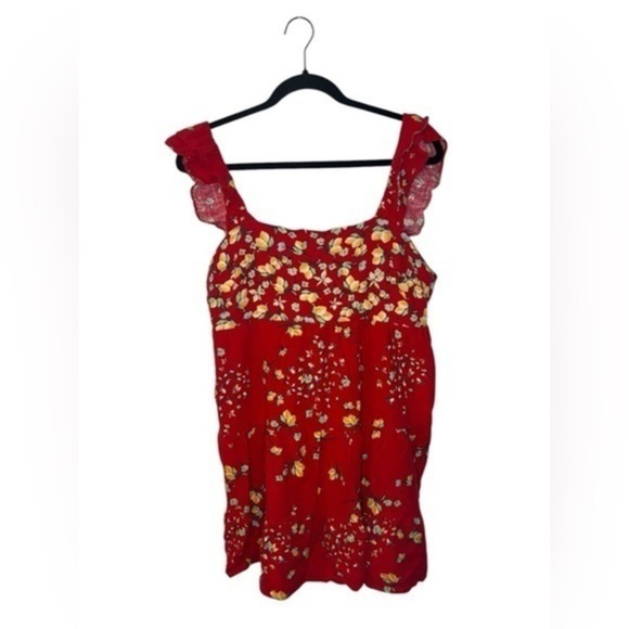 LC Lauren Conrad Red Floral and Lemon Tunic/Mini Dress - Picture 1 of 5